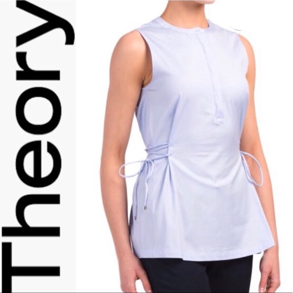 Theory sleeveless blouse with corset ties at sides